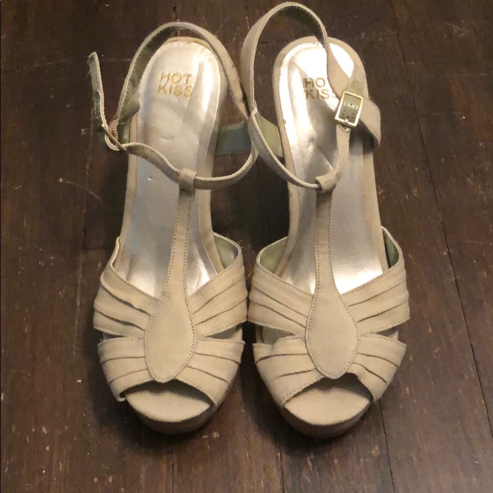 Light olive canvas heels